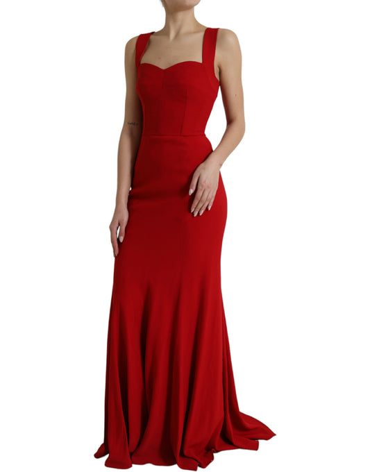 Elegant Red Bodycon Maxi Evening Dress