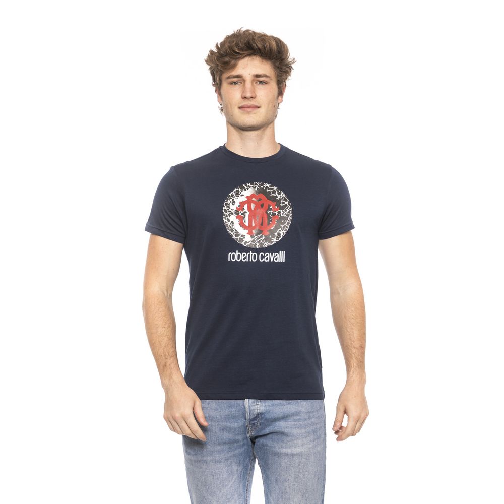 Blue Cotton Men T-Shirt