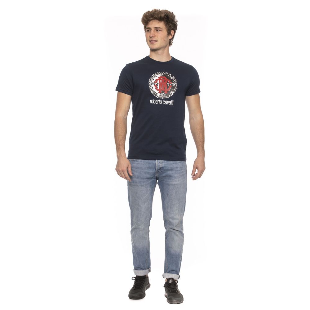 Blue Cotton Men T-Shirt