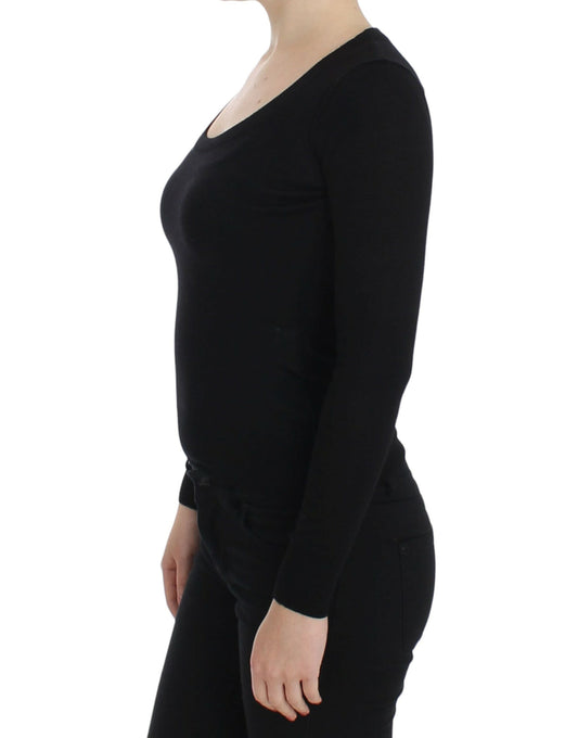 Elegant Black Wool Crewneck Sweater