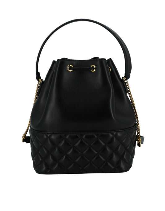 Black Lamb Leather Bucket Shoulder Bag