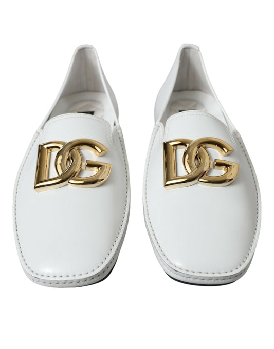 Elegant White Leather Loafers for Men