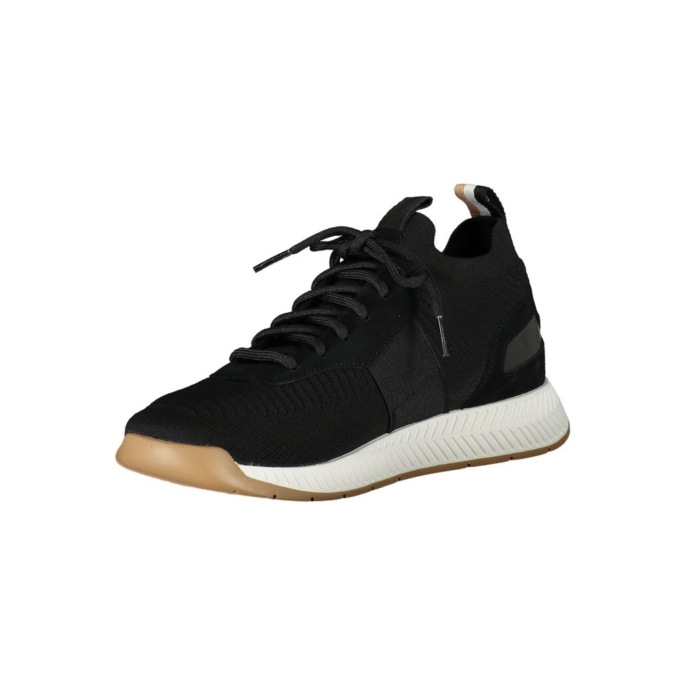 Black Polyester Men Sneaker