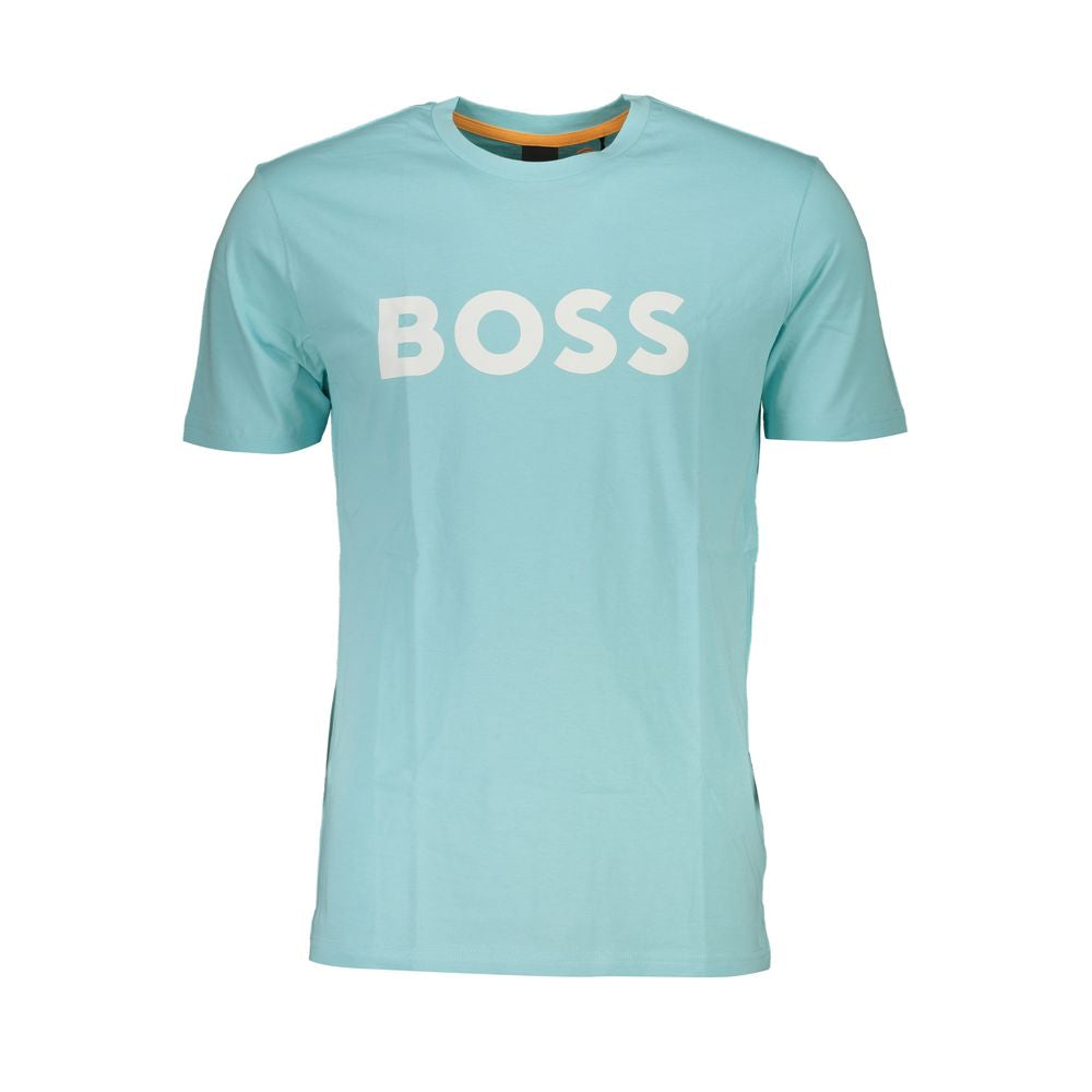 Light Blue Cotton Men T-Shirt