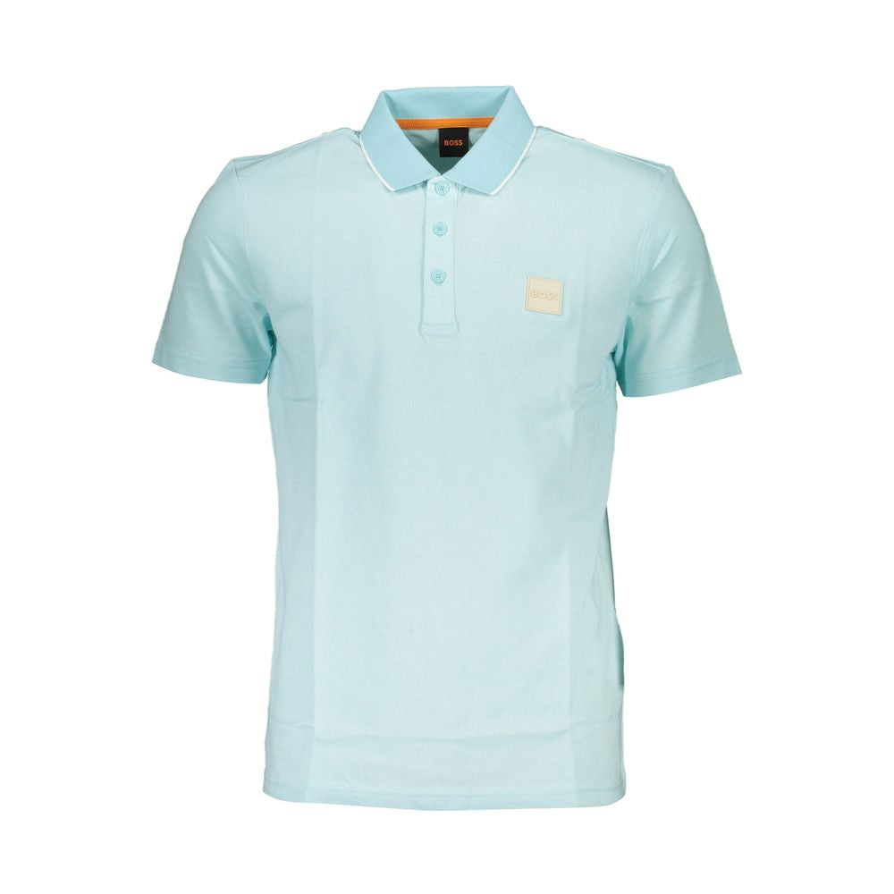 Light Blue Cotton Men Polo Shirt