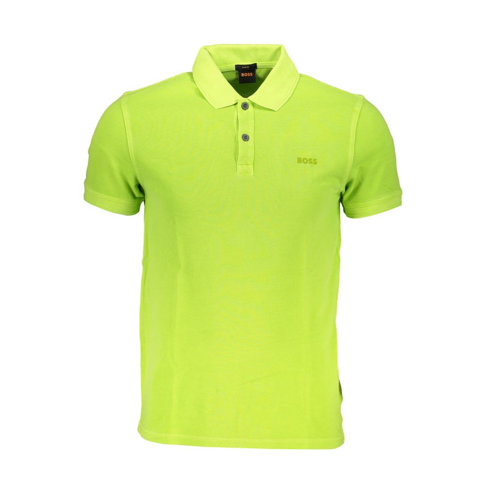 Green Cotton Men Polo Shirt