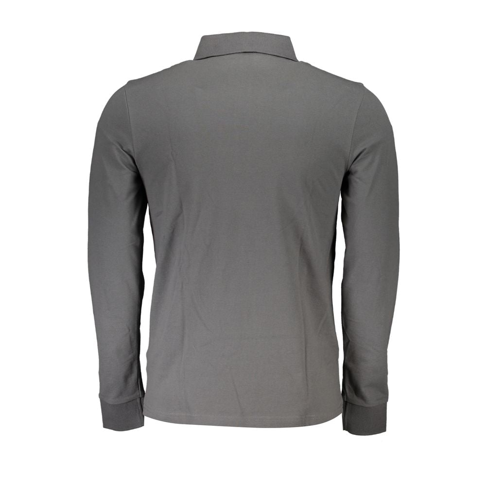 Gray Cotton Men Polo Shirt