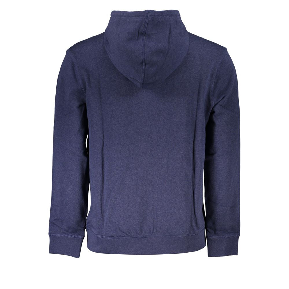 Blue Cotton Men Sweater with Hood