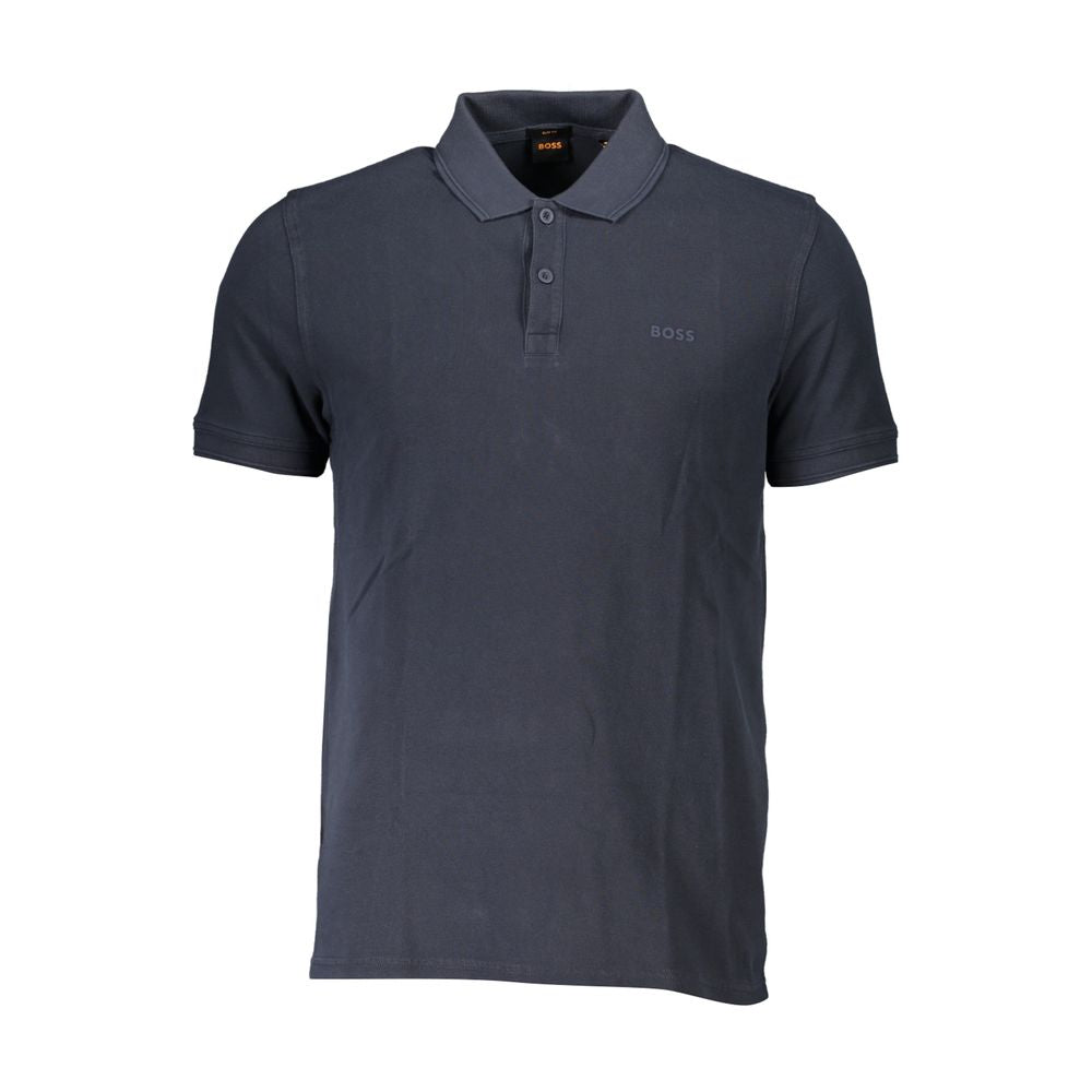 Blue Cotton Men Polo Shirt