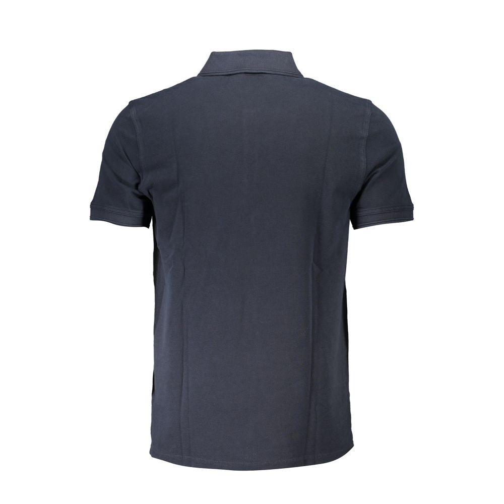 Blue Cotton Men Polo Shirt