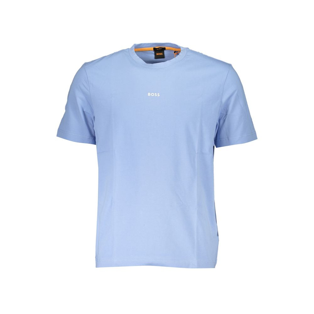 Light Blue Cotton Men T-Shirt
