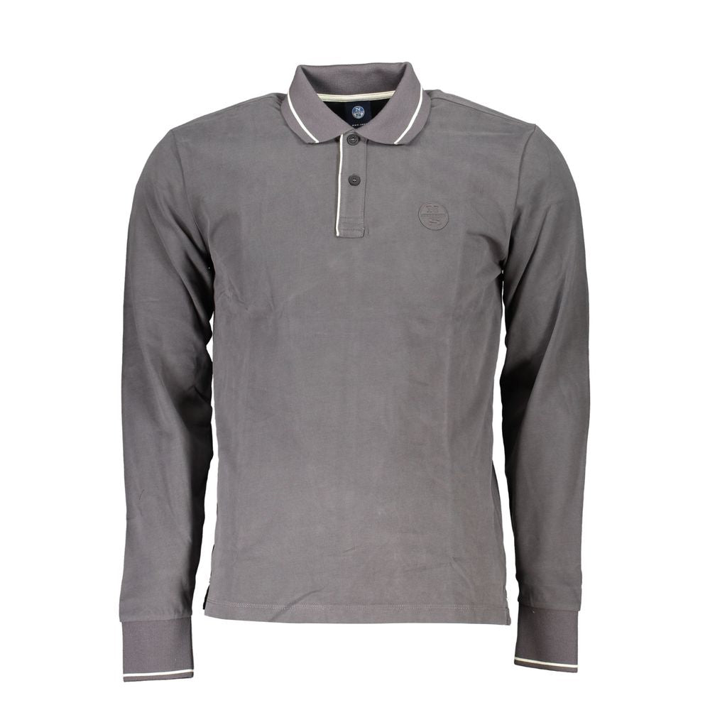 Gray Cotton Men Polo Shirt
