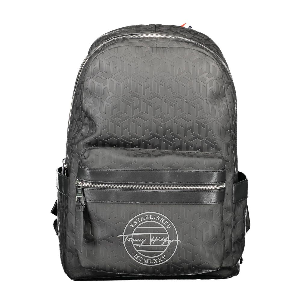 Black Polyethylene Men Backpack