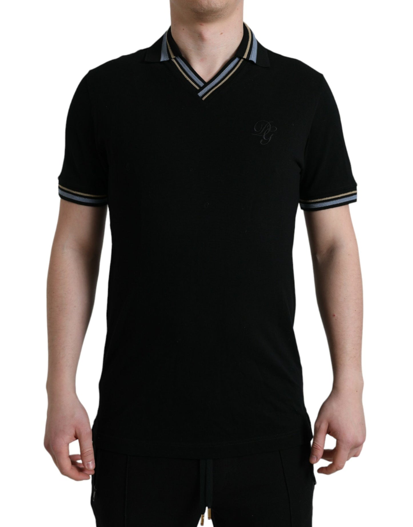 Elegant Black V-Neck Polo Tee
