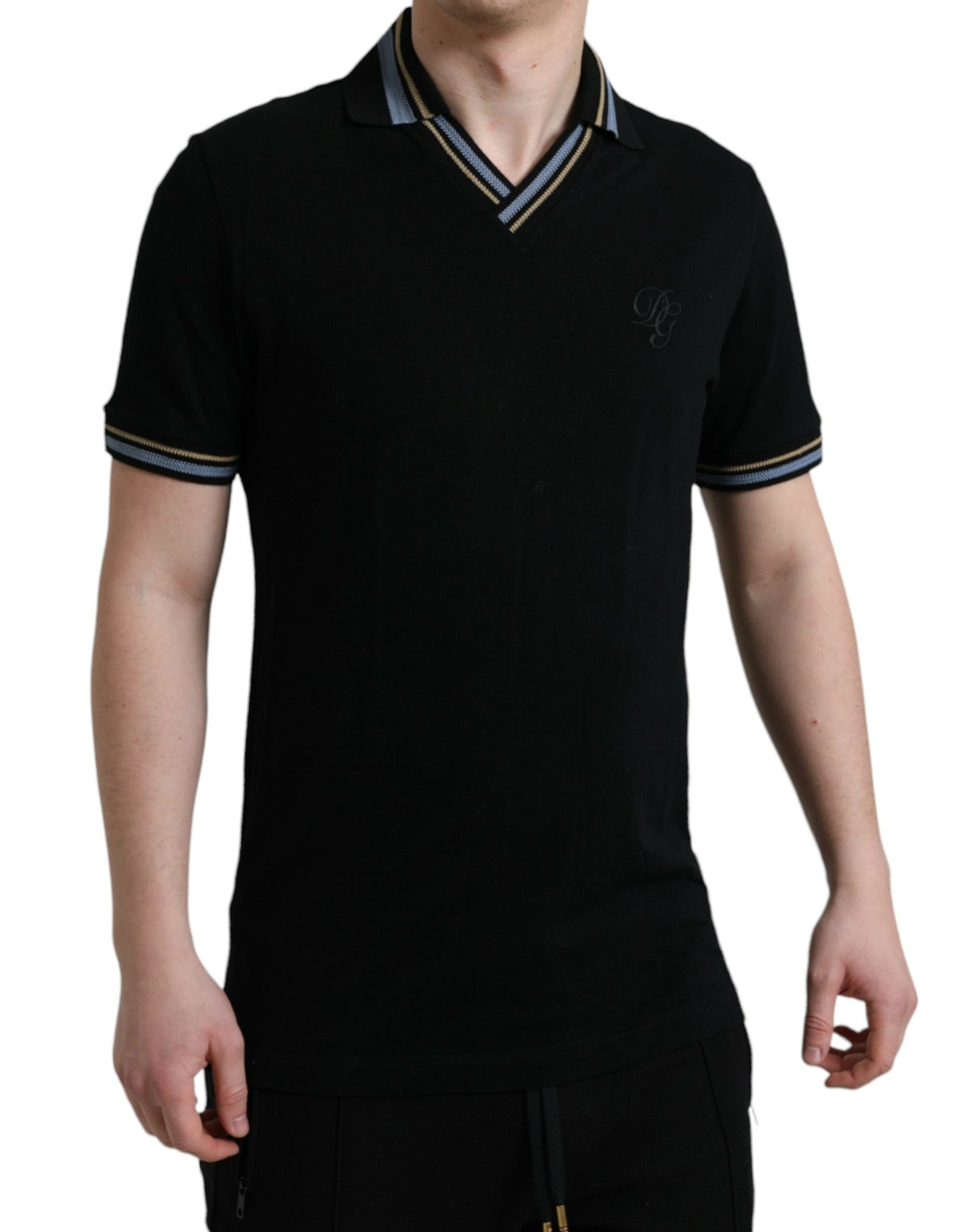 Elegant Black V-Neck Polo Tee