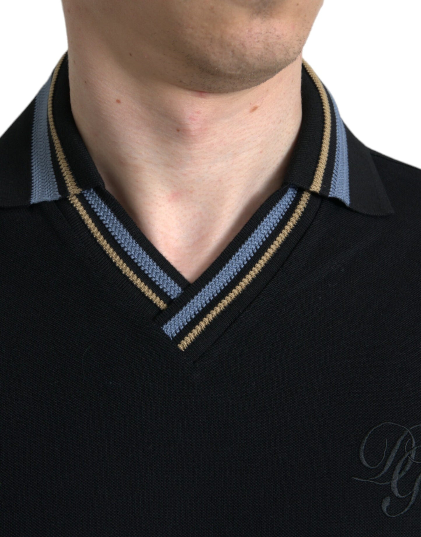 Elegant Black V-Neck Polo Tee