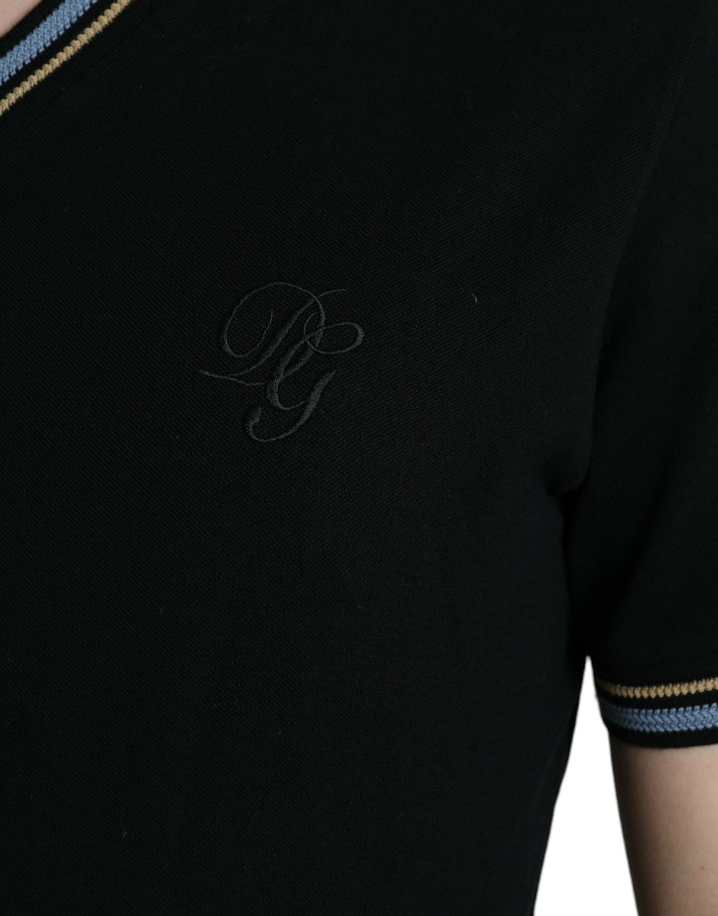 Elegant Black V-Neck Polo Tee