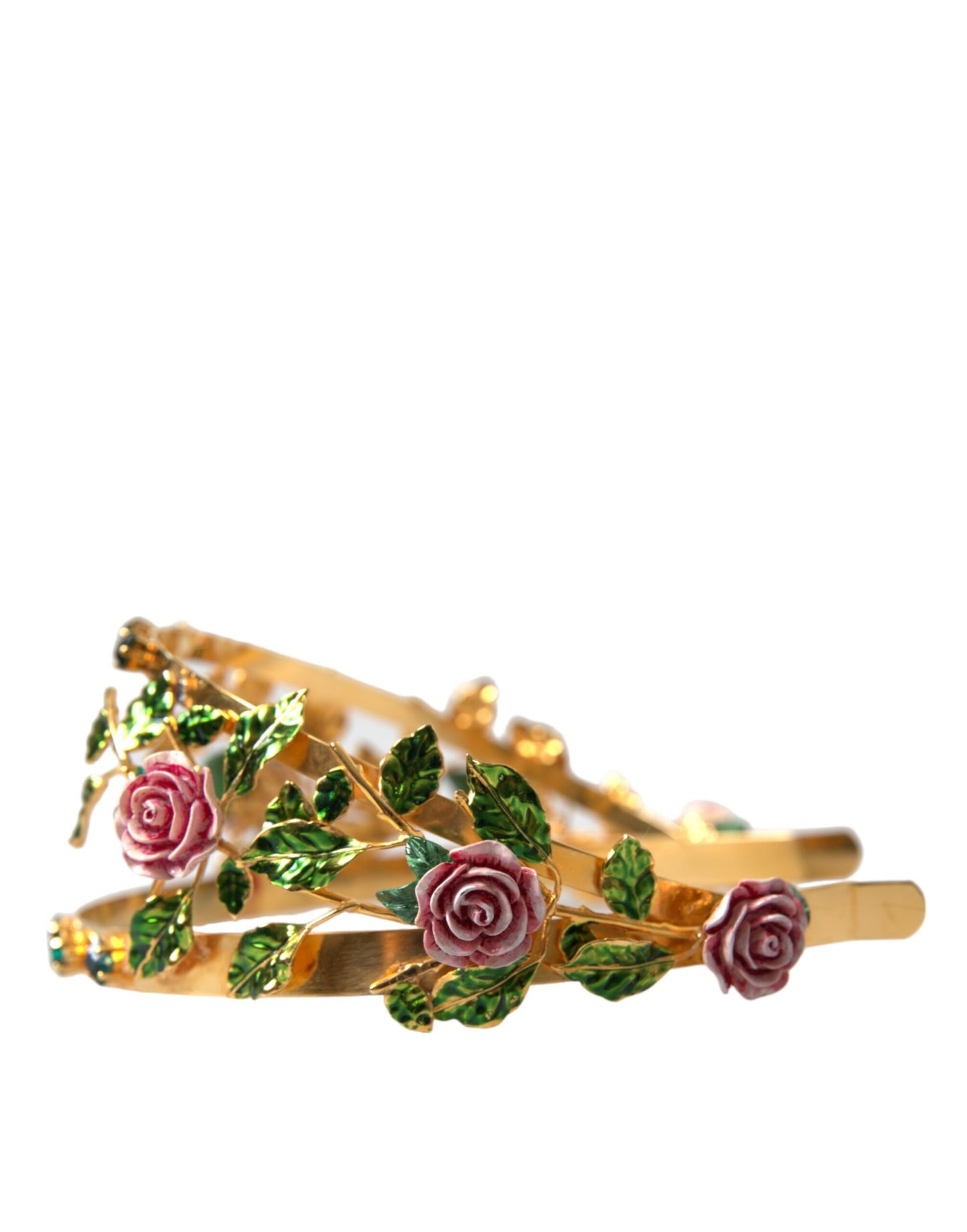 Elegant Gold-Tone Roses Crystal Diadem