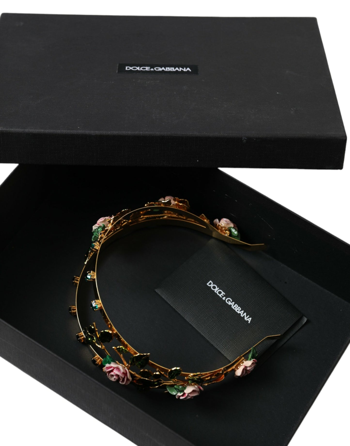 Elegant Gold-Tone Roses Crystal Diadem