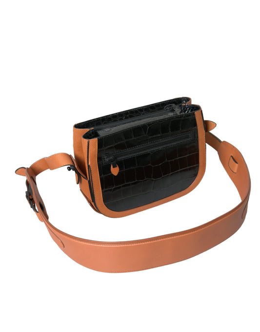 Black Brown Exotic Skin Leather Shoulder Camera Purse Bag