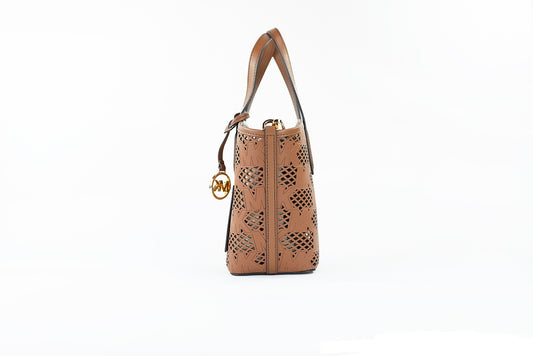 Kimber Small Luggage Leather 2-in-1 Zip Tote Messenger Bag Purse