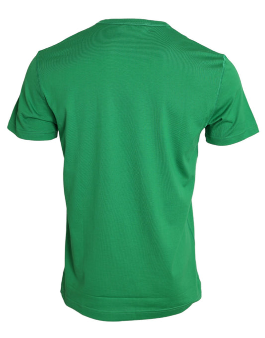 Green Logo Patch Cotton Crew Neck T-shirt