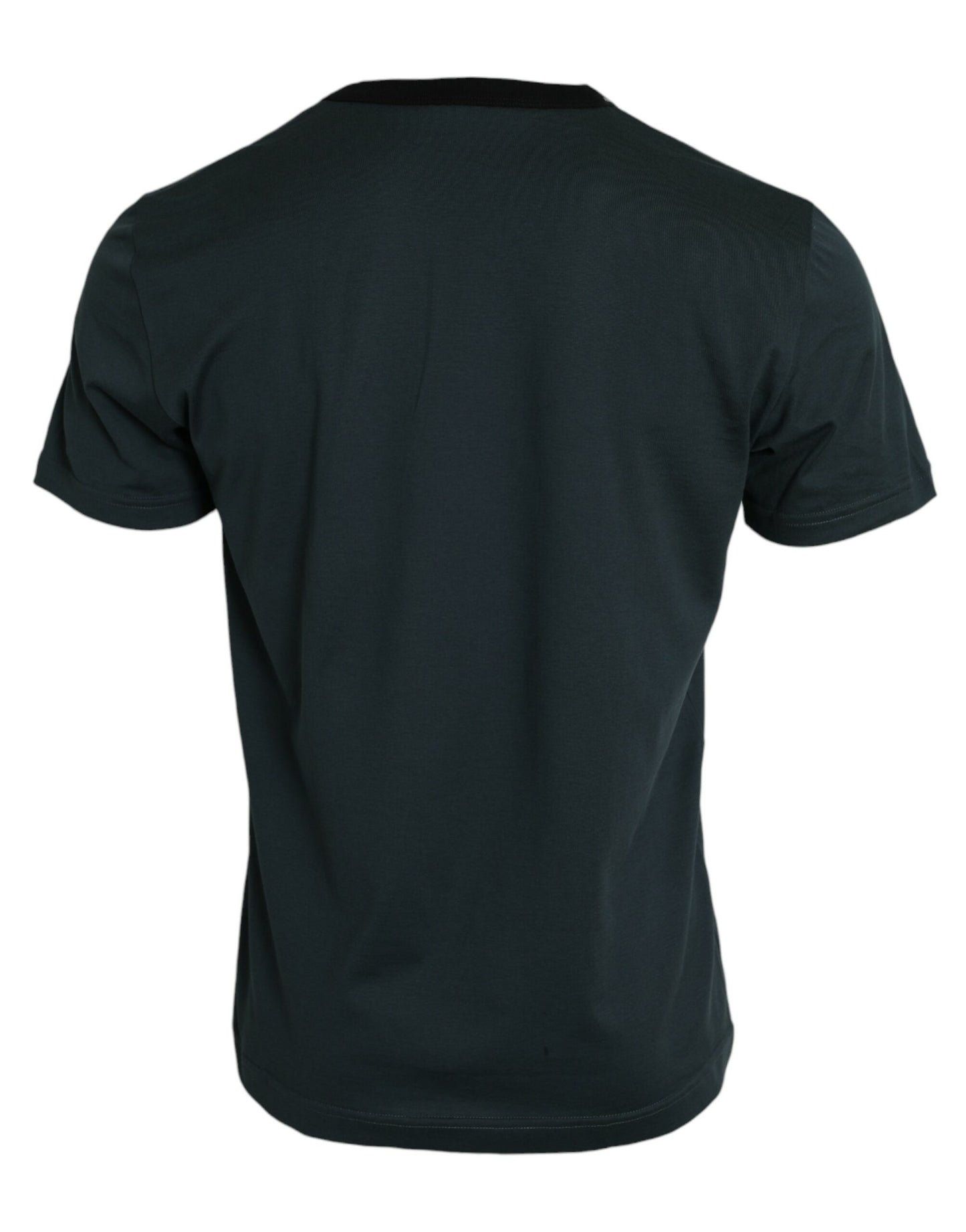 Blue Graphic Print Cotton Crew Neck T-shirt