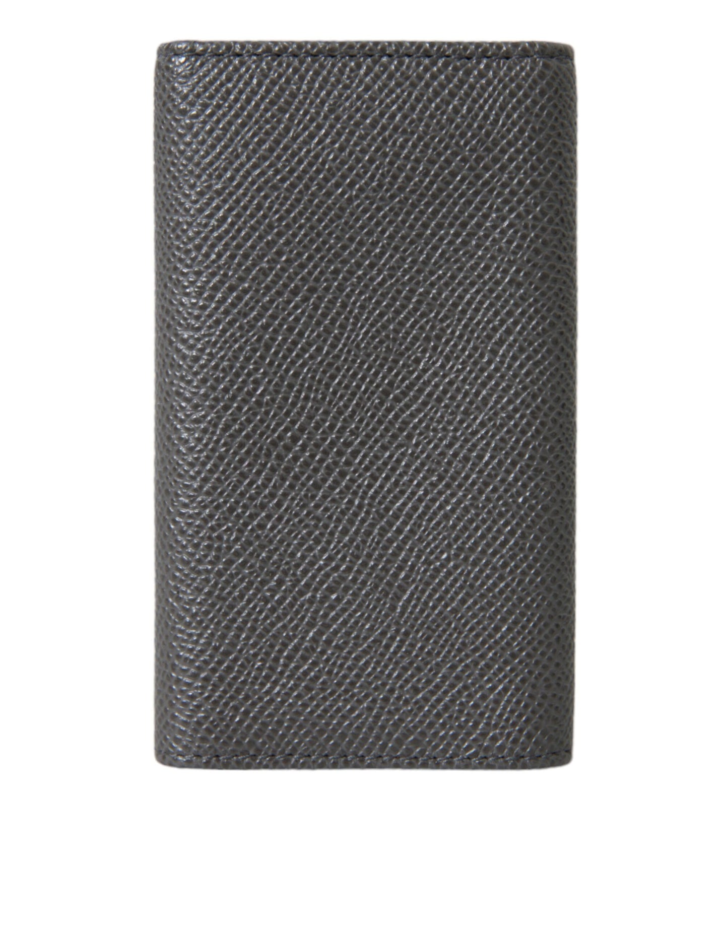 Gray Leather Folding Key Holder Case Logo Plaque Keychain