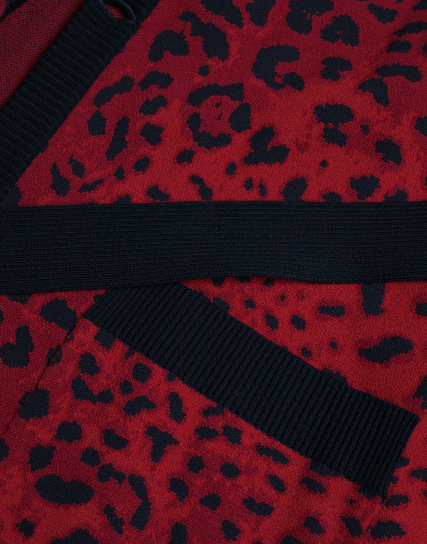 Red Leopard Wool Robe Belted Cardigan Sweater