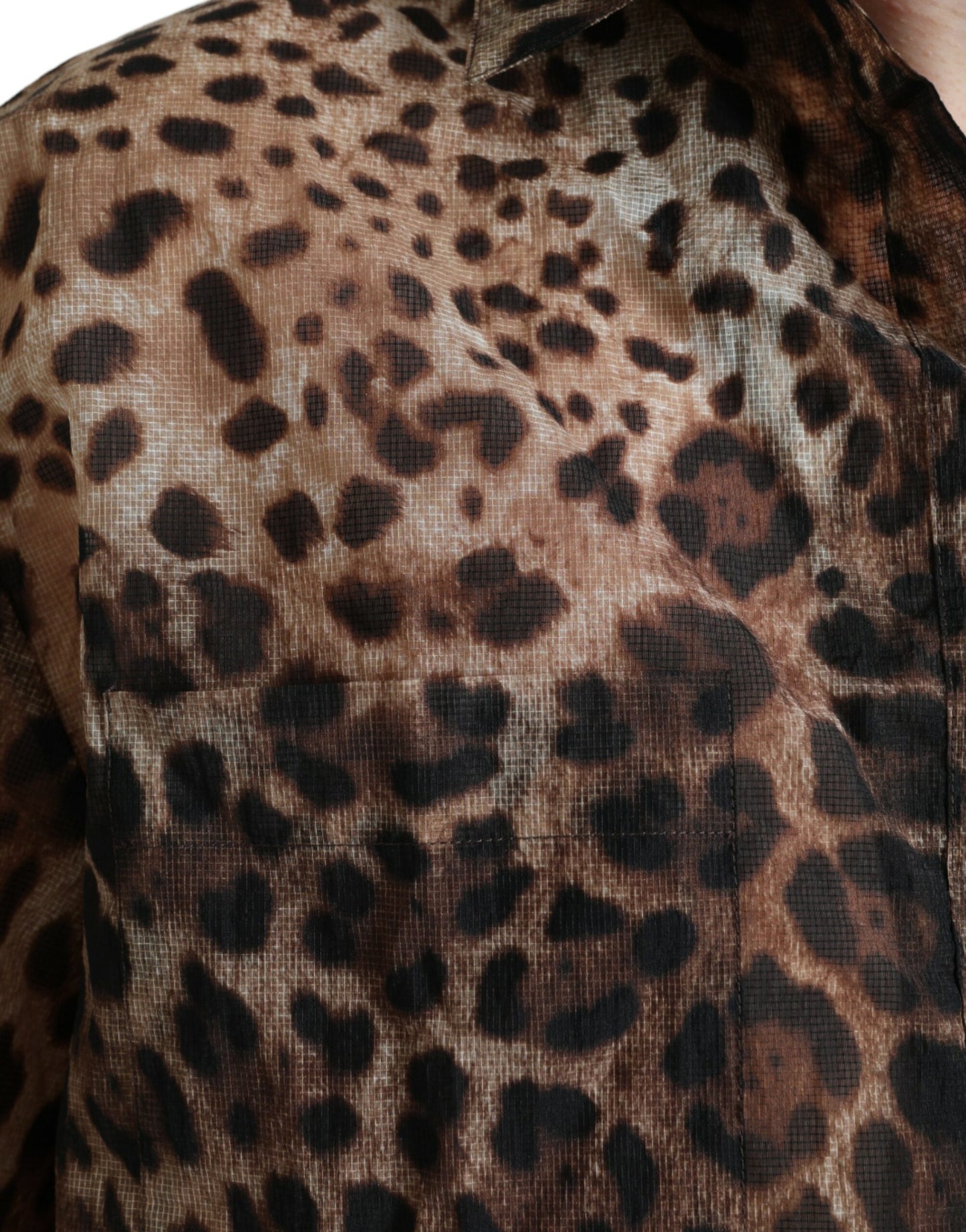Brown Leopard Button Down Casual Shirt