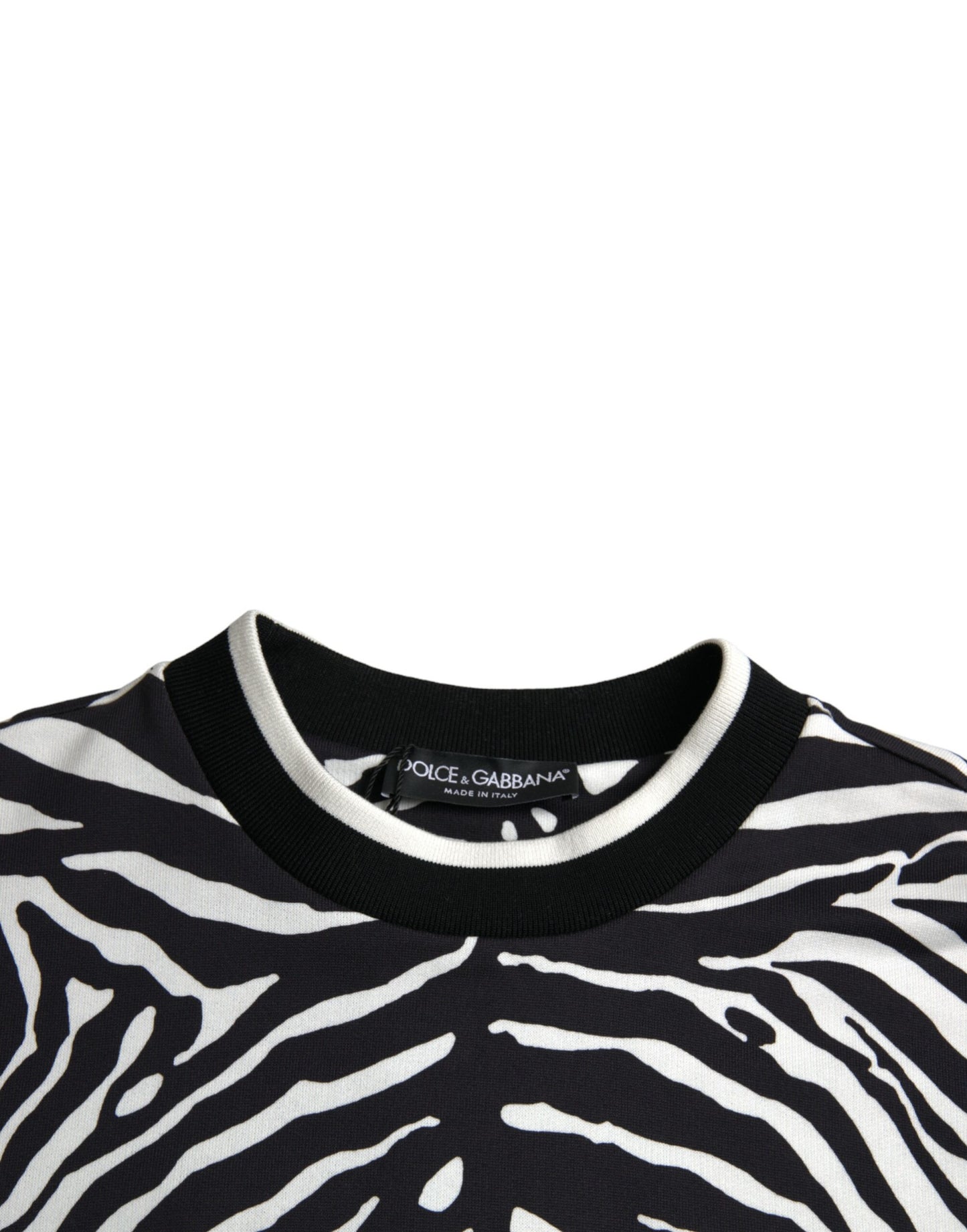 Black White Cotton Zebra Tree Crew Neck Sweater
