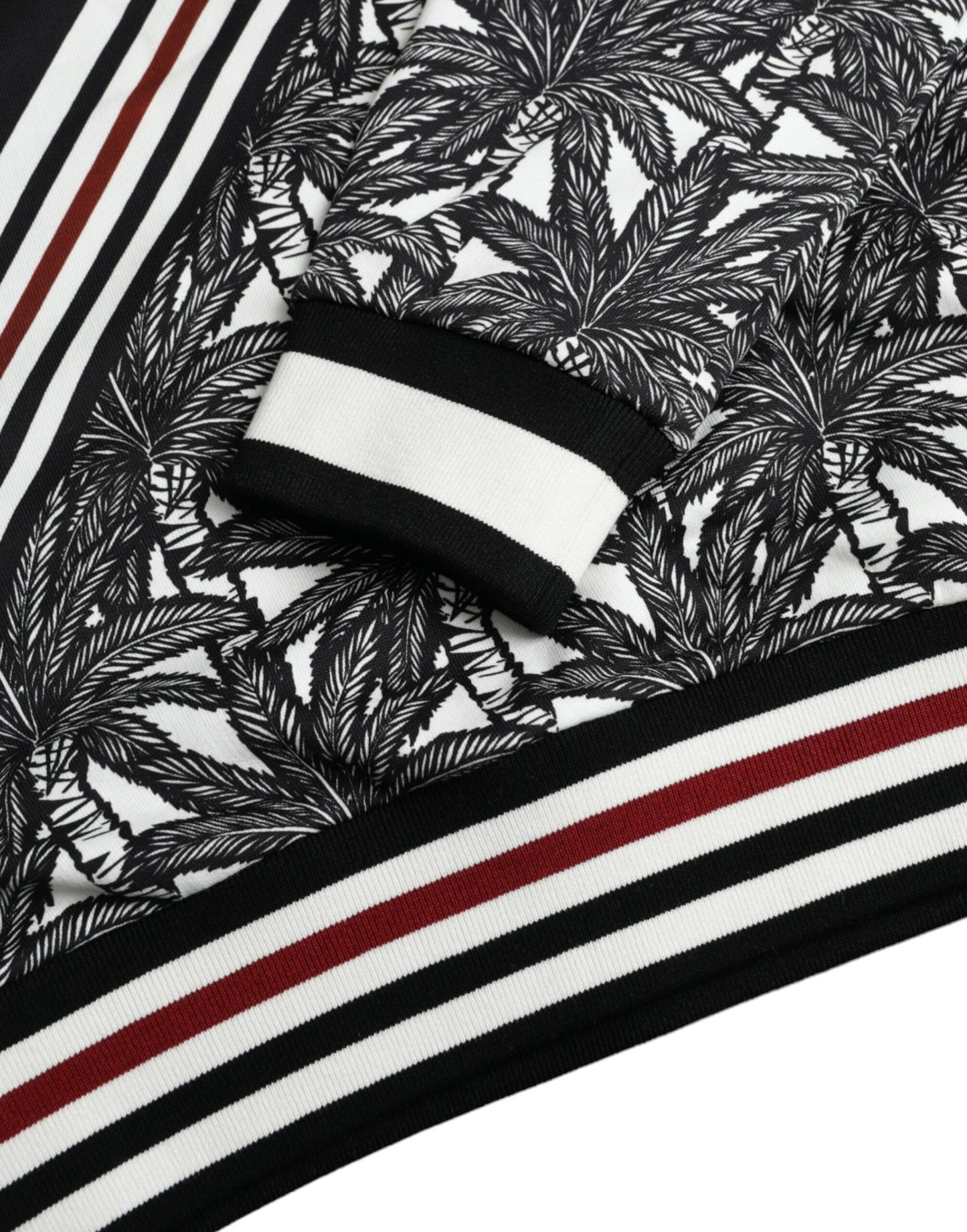 Black White Cotton Zebra Tree Crew Neck Sweater