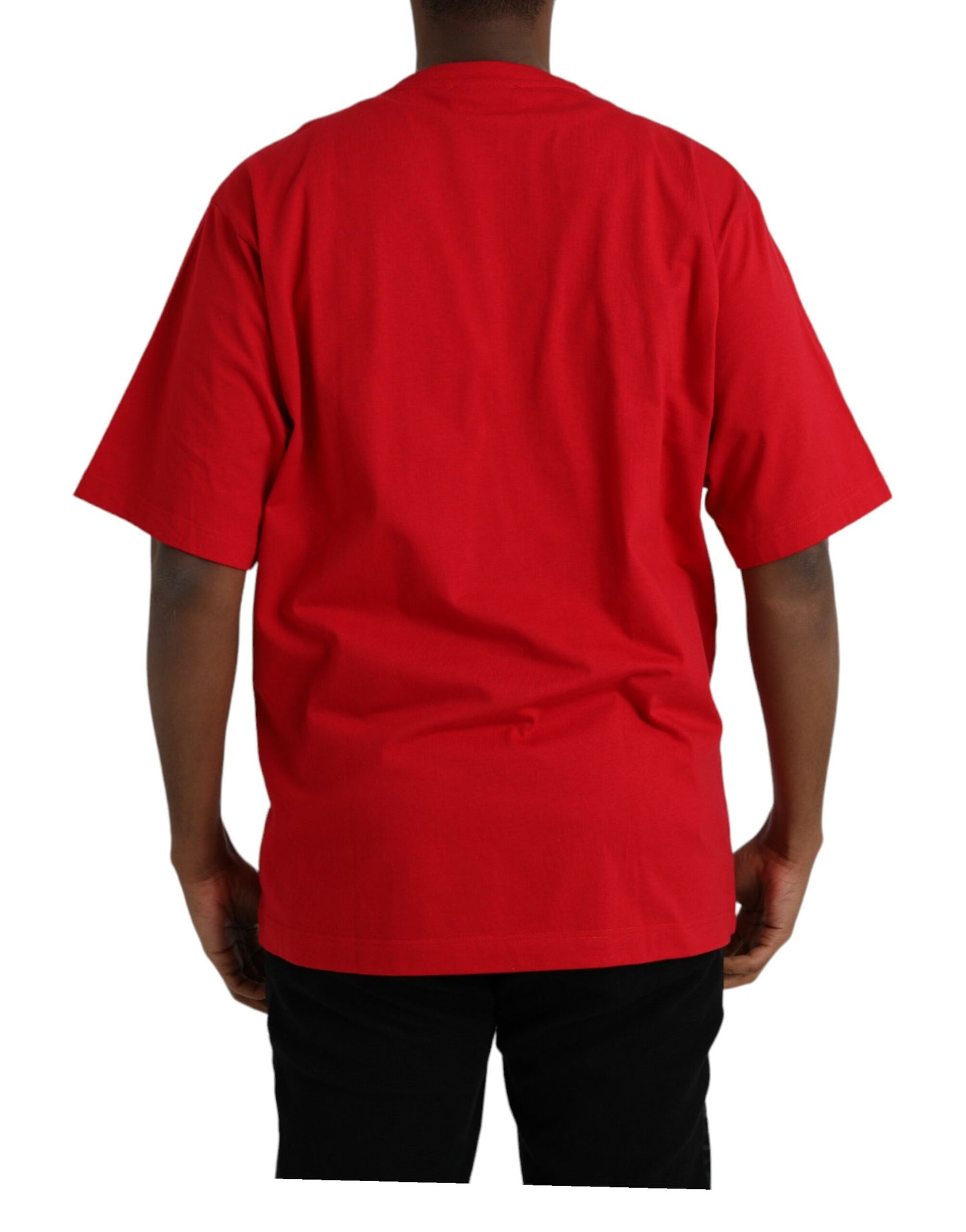Red Logo Print Cotton Crew Neck T-shirt