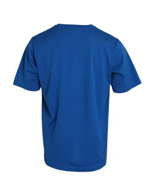Blue Crown Logo Cotton Crew Neck T-shirt