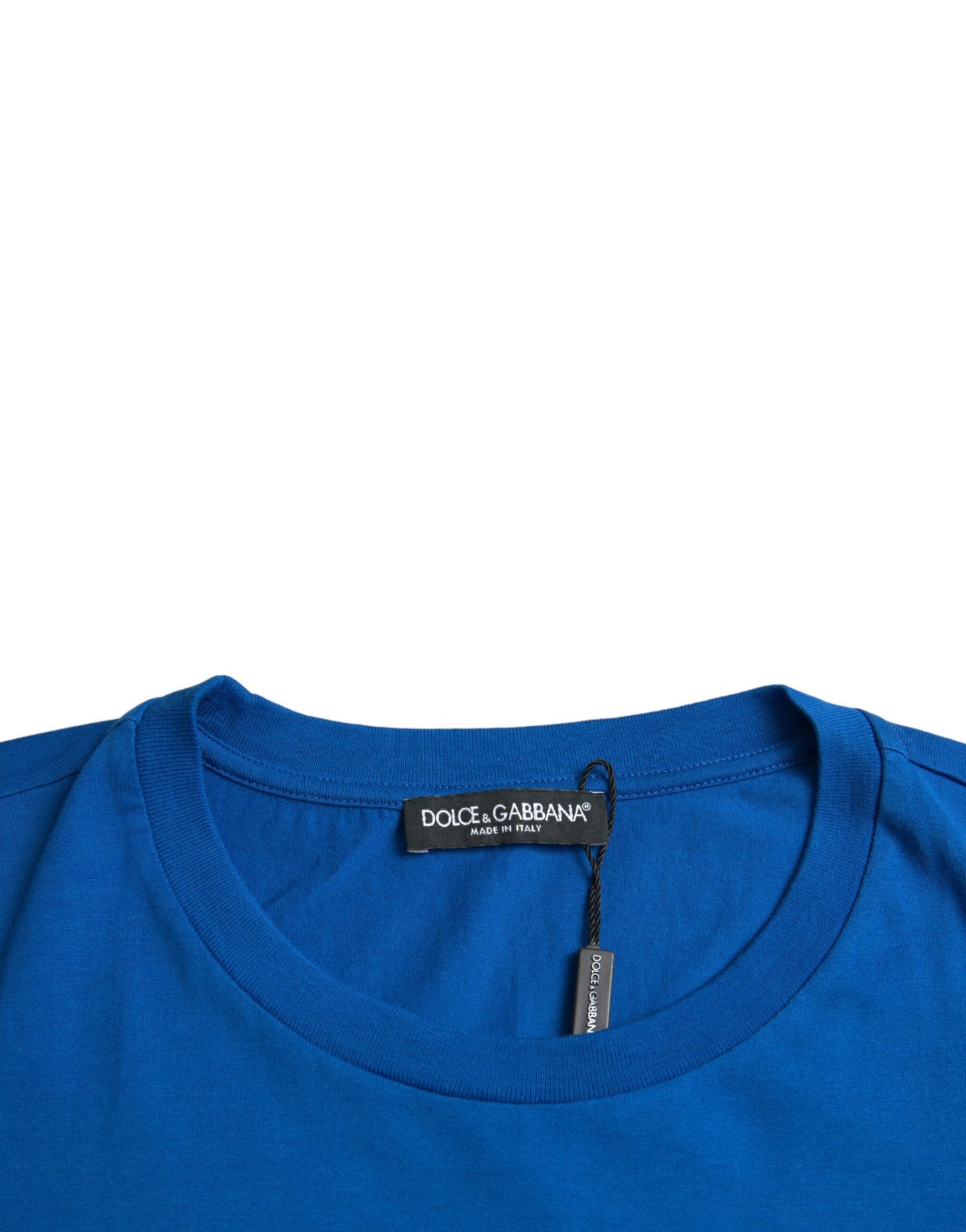 Blue Crown Logo Cotton Crew Neck T-shirt