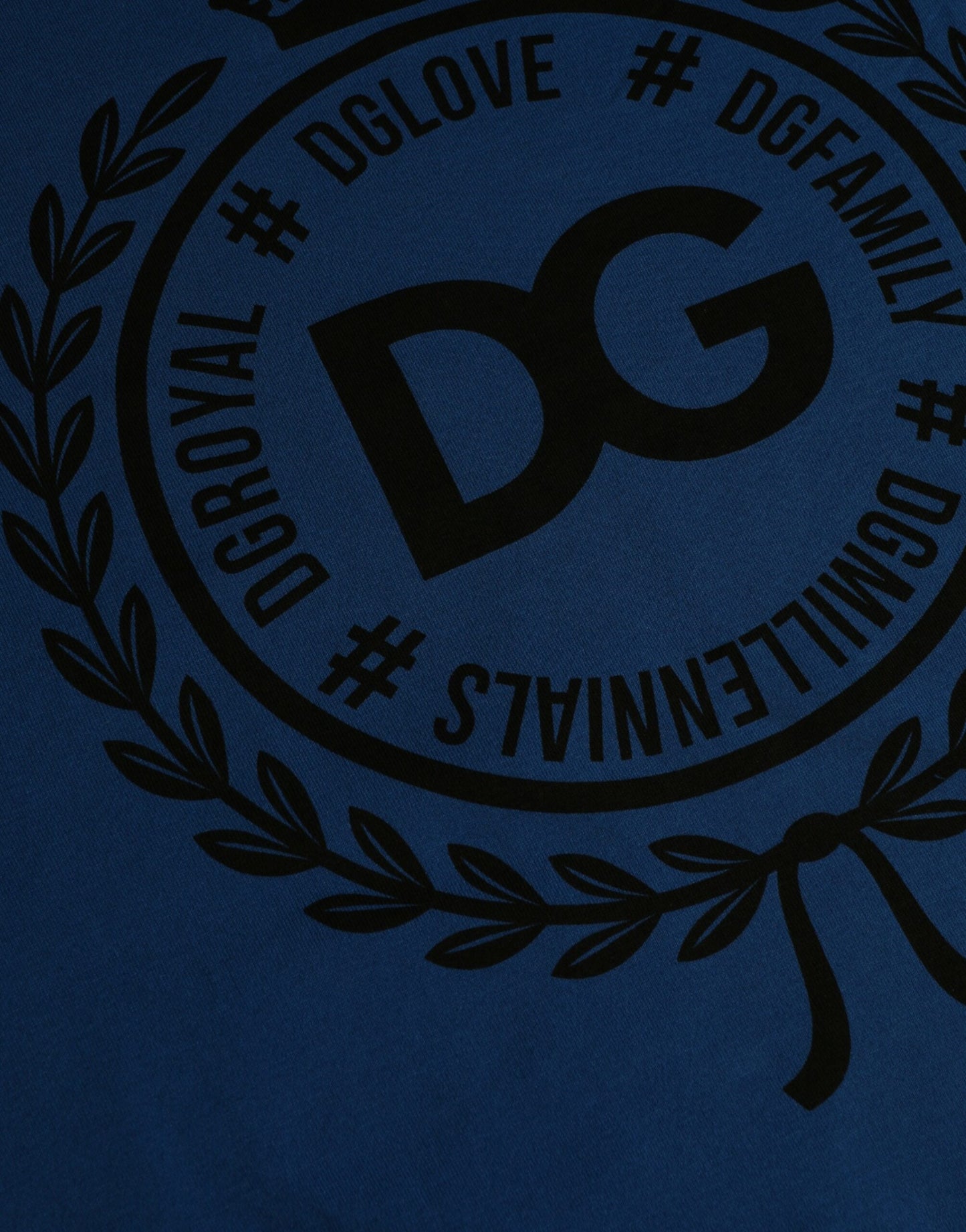 Blue Crown Logo Cotton Crew Neck T-shirt