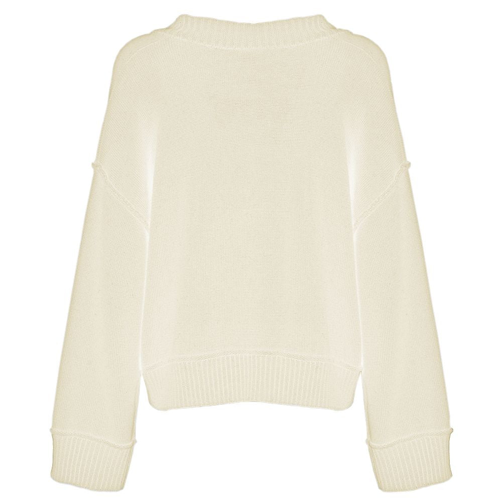 Chic Beige V-Neck Wool Blend Sweater