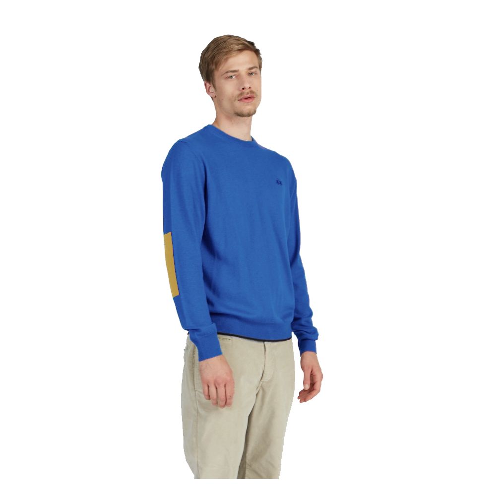 Light Blue Cotton Men Sweater