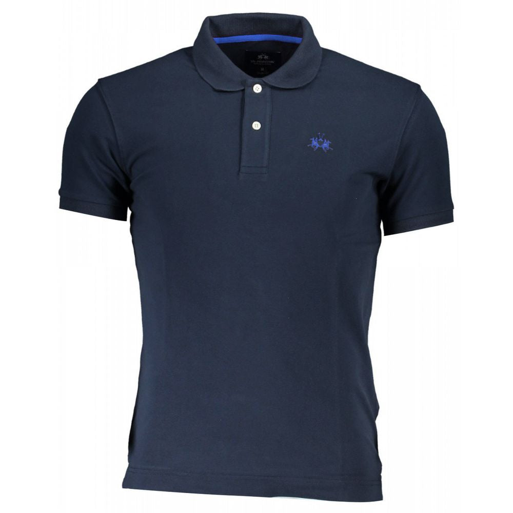 Blue Cotton Men Polo Shirt