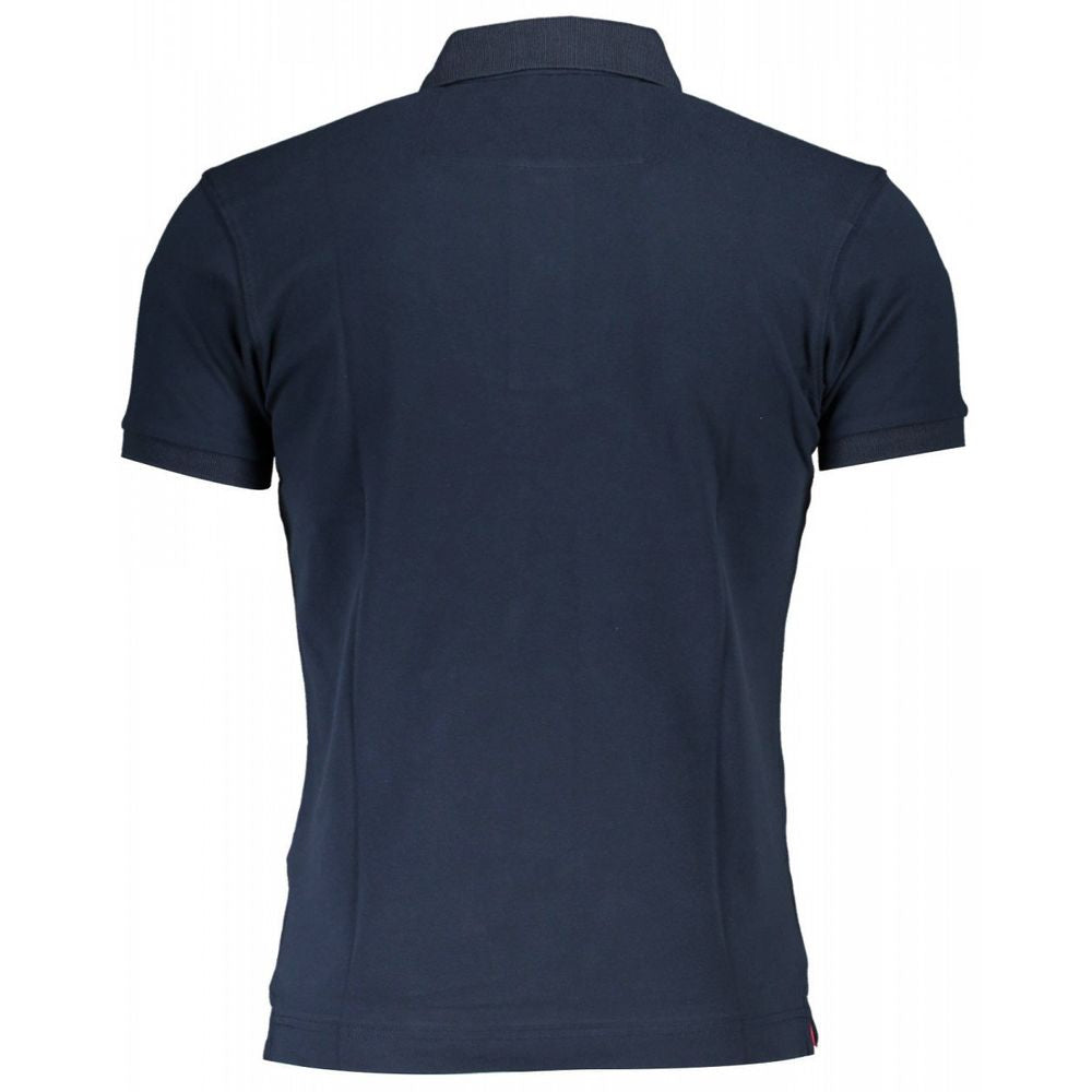 Blue Cotton Men Polo Shirt