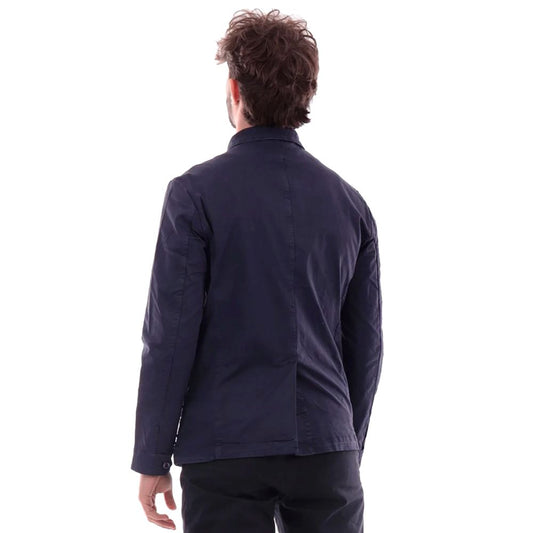 Blue Cotton Men Jacket