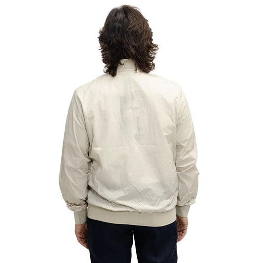 Beige Nylon Men Bomber Jacket