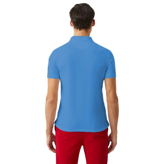 Embroidered Cotton Polo in Light Blue