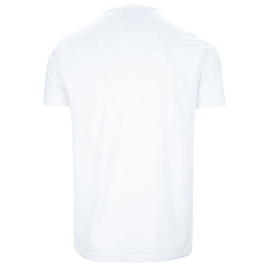 Elegant White Cotton Tee with Contrast Print