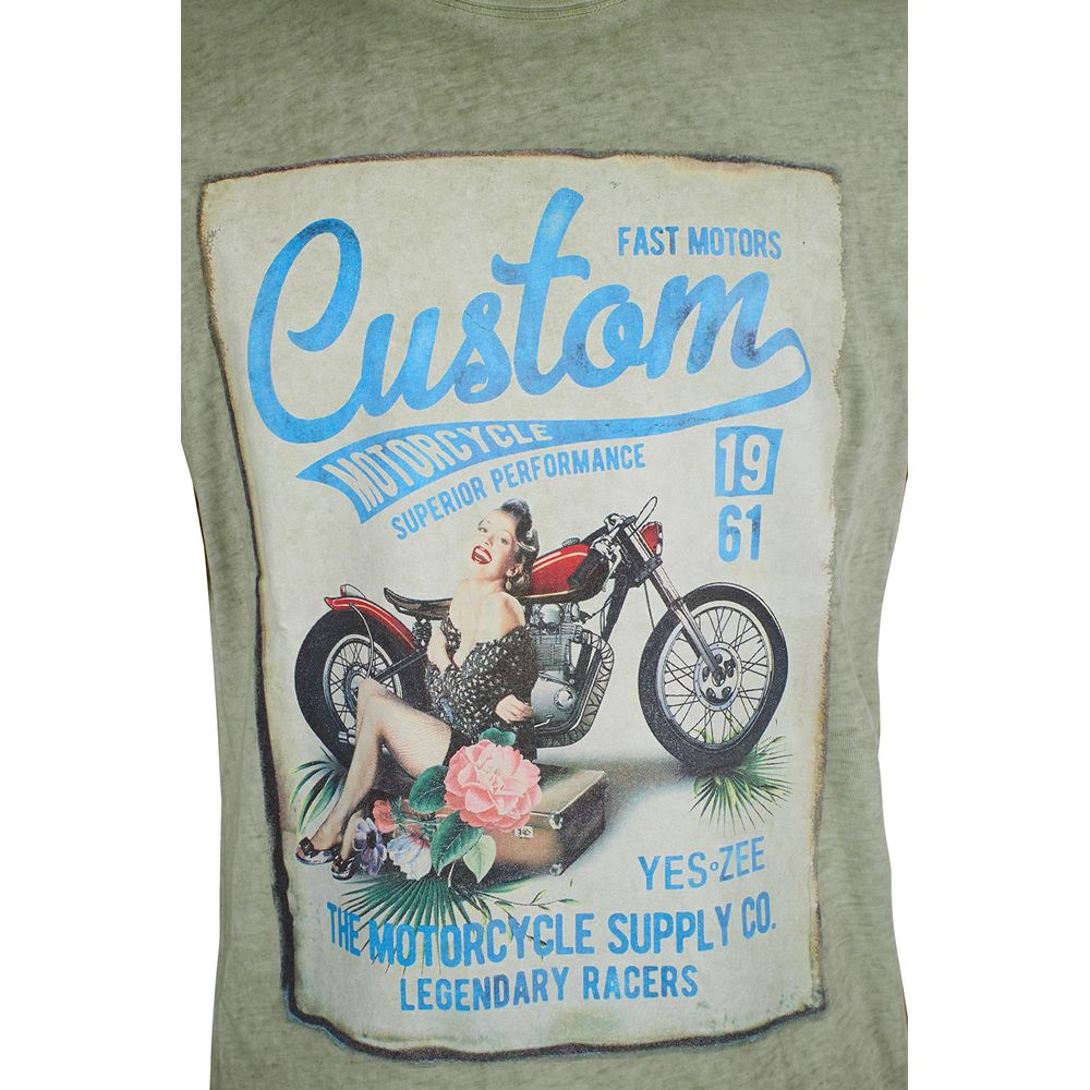 Green Cotton Men T-Shirt