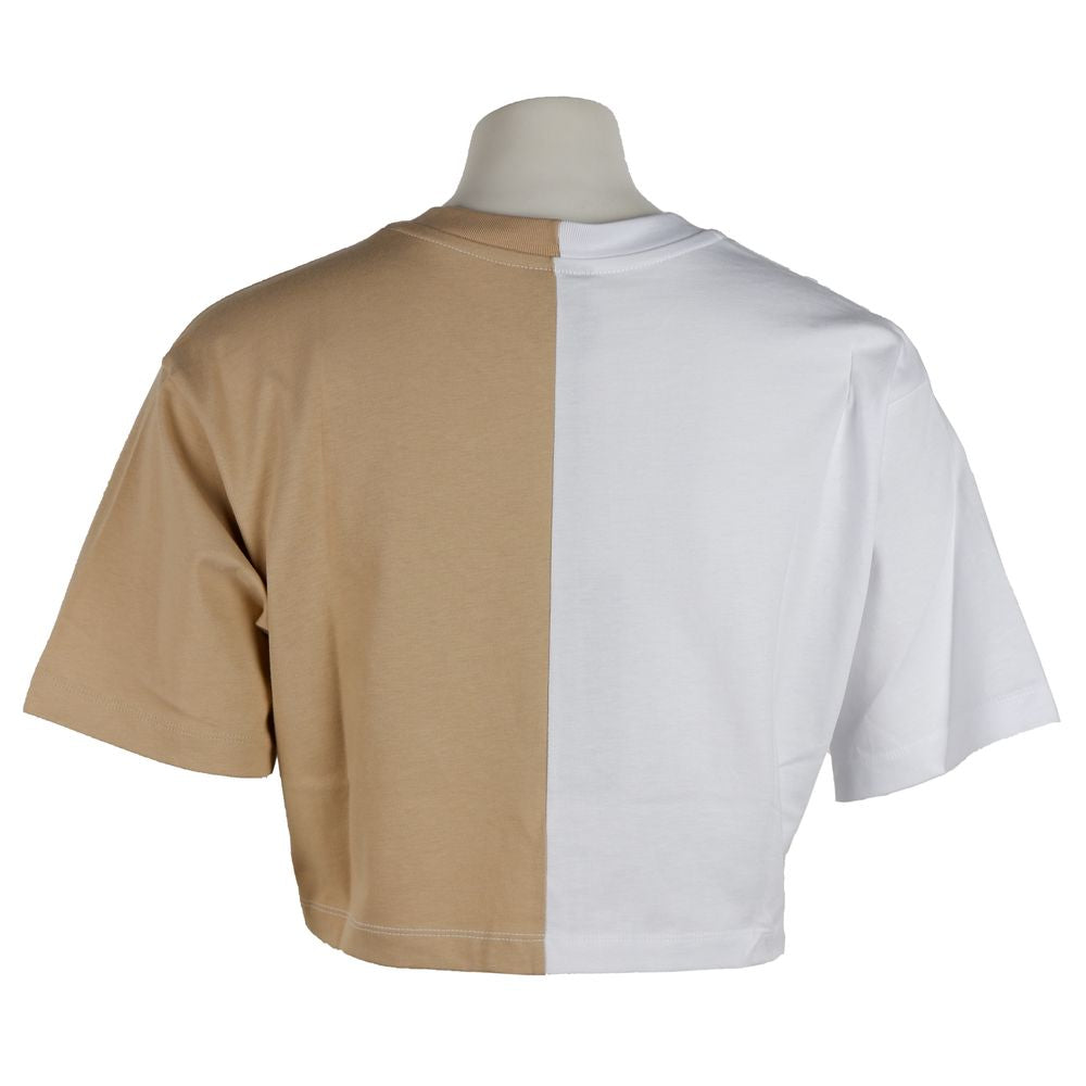 Beige Cotton Women T-Shirt