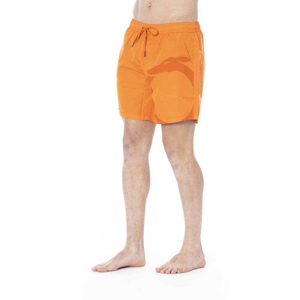 Orange Polyester Men's Swim Trunk