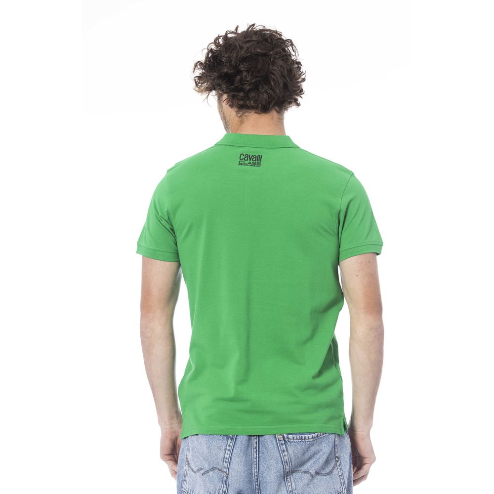 Green Cotton Men Polo Shirt