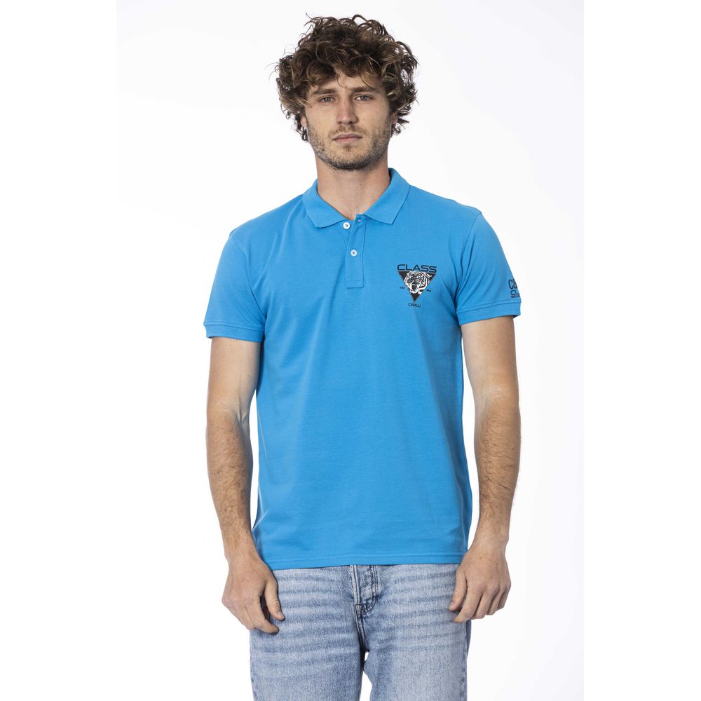 Light Blue Cotton Men Polo