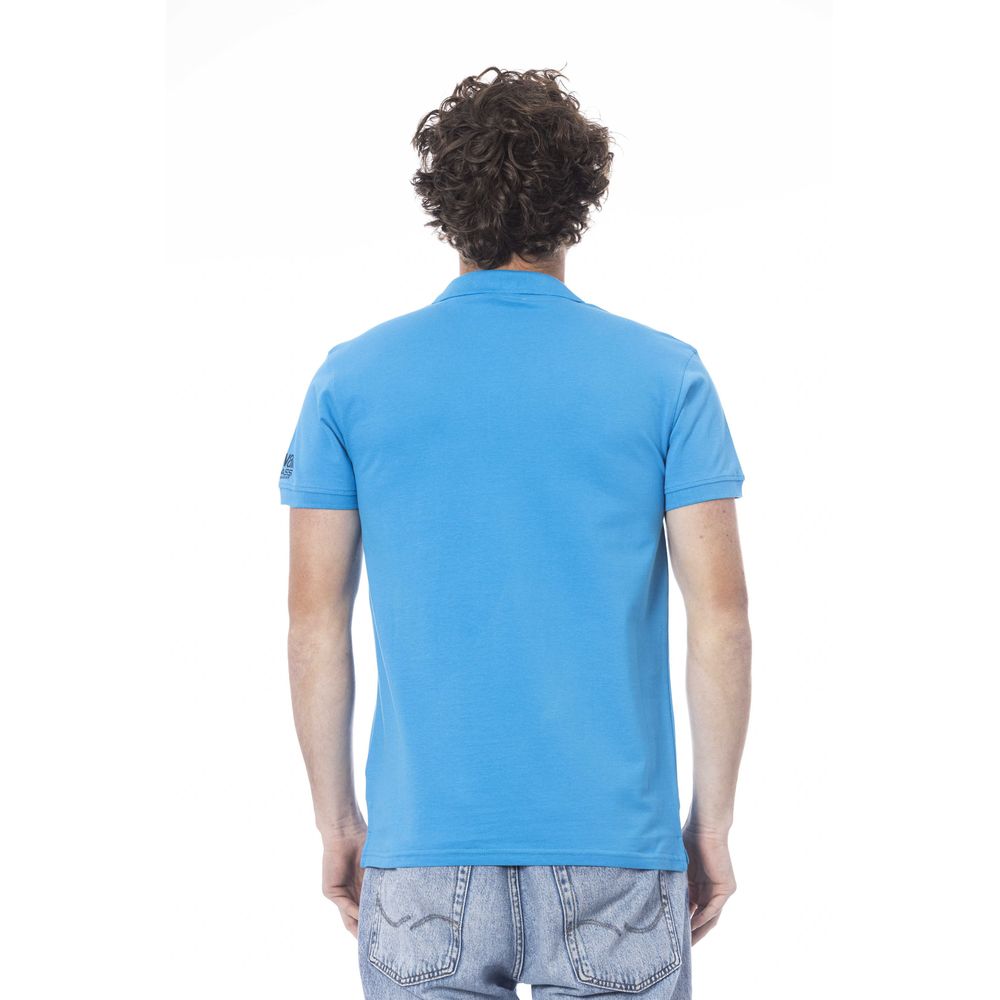 Light Blue Cotton Men Polo